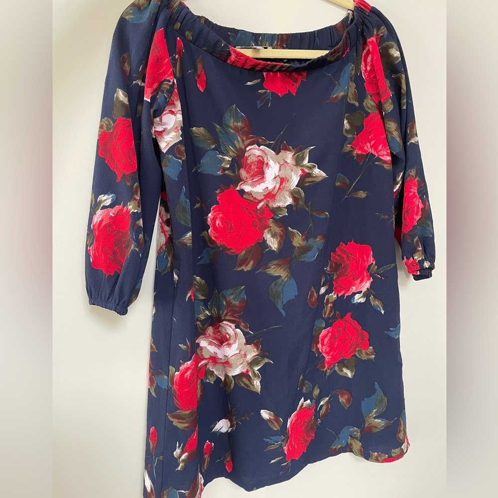 Boutique Navy Floral longsleeved mini dress